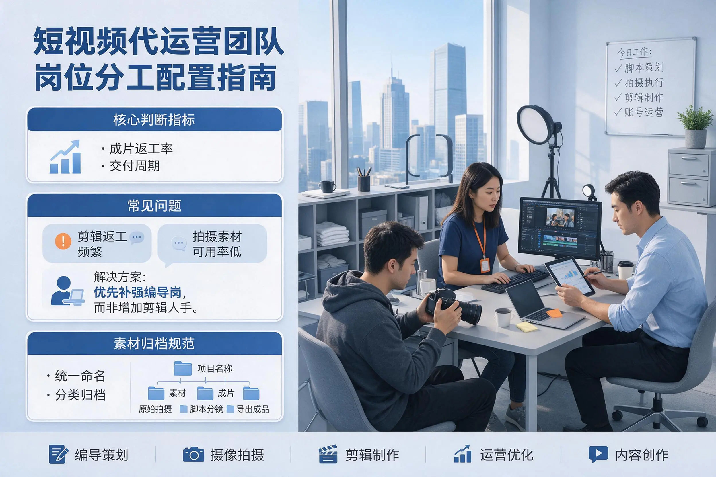 短视频代运营团队如何配置?阳泉企业岗位分工科普说明