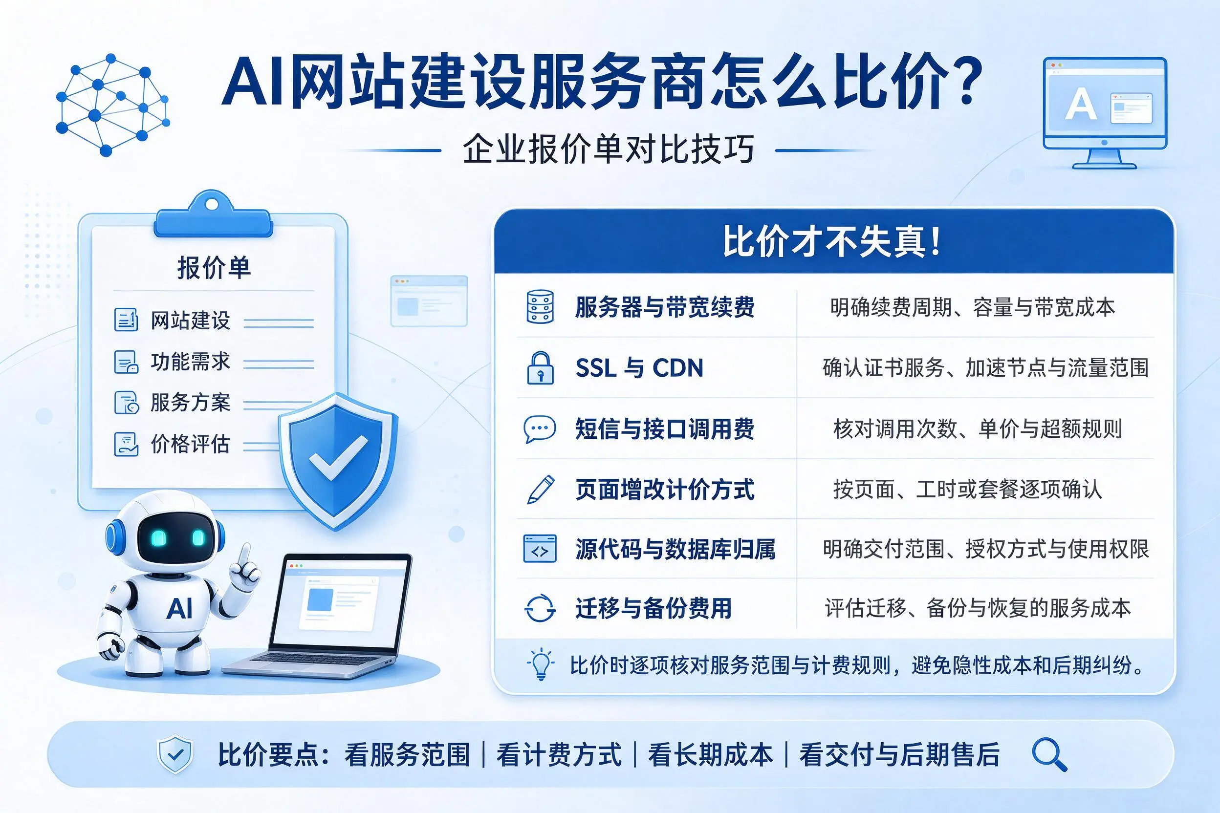 AI网站建设服务商怎么比价?阳泉企业报价单对比技巧